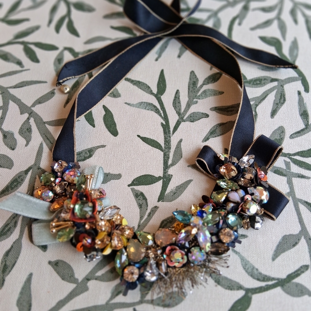 J.Crew Funfetti Mixed Media Ribbon Necklace